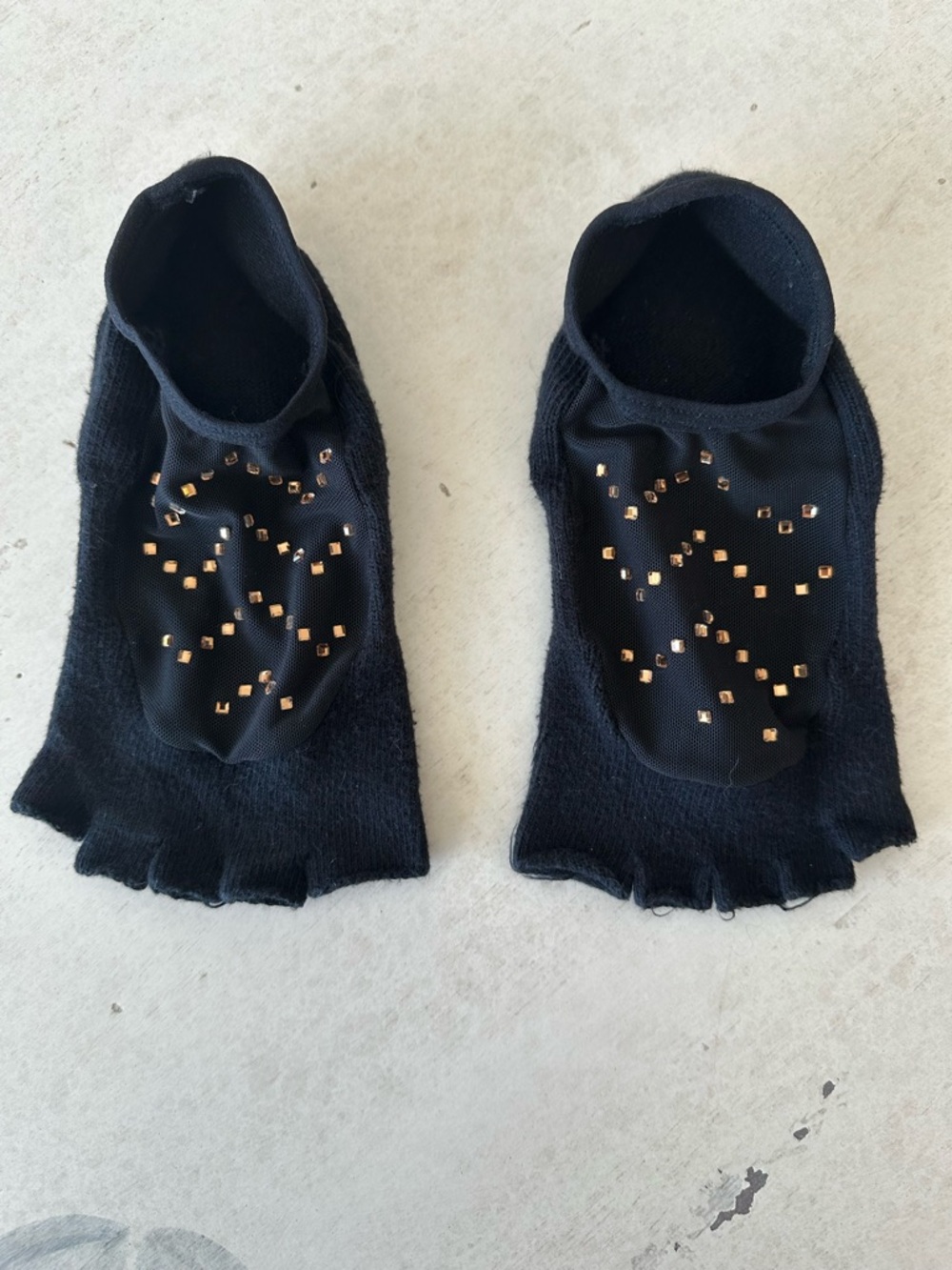 Black Grip Toe Socks with Gold Stud Detail